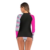 preiswerte Hautausschlagswächter-Damen Rash Guard Badeanzug Bikini, Zweiteiler UV-Sonnenschutz UPF50+ Atmungsaktiv Langarm Bademode Badeanzug 2 teilig Schwimmen Surfen Strand Wassersport Bedruckt Sommer Frühling