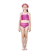 olcso Lányok jelmezei-Sellő Ariel Mermaid Tails Fürdőruha Bikini Hableány Szabadság for Lány Gyermek Álarcos mulatság