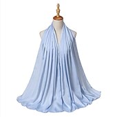 abordables Écharpes-musulman écharpe froissé châle femmes abaya solide hijab ramadan hijabs pour femme abayas robe turban instantané écharpe