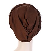 abordables Chapeaux-femmes de mode perles musulman écharpe hijabs chapeau femmes inde chapeau solide turban chapeau wrap cap tête écharpe foulard chapeau femelle cheveux accessoires