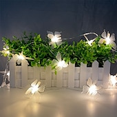 baratos Alimentado por Pilha-Luzes de corda led borboleta 1.5/3 m decoração de luzes de fadas de casamento ao ar livre luzes de natal alimentadas por bateria festa natalícia decoração de varanda de jardim
