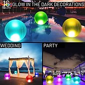 cheap Underwater Lights-LED Glowing Beach Ball Light 60CM RGB Remote Control 16 Colors Waterproof Inflatable Floating Pool Light Yard Lawn Party Lamp