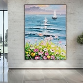 abordables Pinturas de paisajes-Pintura al óleo hecha a mano canvaswall arte decoración abstracta cuchillo pintura paisaje flores para decoración del hogar enrollado sin marco pintura sin estirar