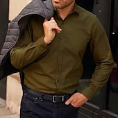 preiswerte Businesshemden für Herren-Herren Oberhemd Kragenhemd Knopfhemd Grafik-Drucke Hochzeit Arbeit Armeegrün Kaffee Langarm Umlegekragen Frühling, Herbst, Winter, Sommer Bekleidung Button-Down