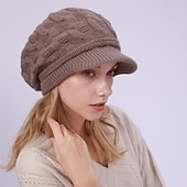 preiswerte Hüte-warme Strickmütze Winterfrauen solide Mütze Outdoor winddichter Gehörschutz Skifahren Wandern Mädchen Mützen