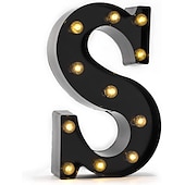 economico Luci decorative-luci a led per alfabeto e marquee arabe, lettere nere alimentate a batteria led per eventi, matrimoni, feste, compleanni, casa, bar, nuovo design, nero fresco