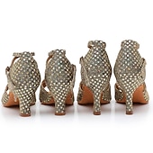 Per donna Scarpe per balli latini Scarpe da ballo Al coperto Professionale Chacha Paillettes cristallo glitterato ingioiellato Soletta più morbida Tacco alto Punta tonda Fibbia Per adulto Marrone economico Scarpe per balli latini-Per donna Scarpe per balli latini Scarpe da ballo Al coperto Professionale Chacha Paillettes cristallo glitterato ingioiellato Soletta più morbida Tacco alto Punta tonda Fibbia Per adulto Marrone