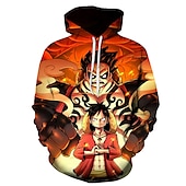 お買い得  漫画と映画のキャラクターグラフィック-ワンピース モンキー・D・ルフィ ロロノア・ゾロ パーカー アニメ系 カトゥーン アニメ 3D 3D 原宿 グラフィック柄 用途 カップル用 男性用 女性用 成人 キャンパス 3Dプリント
