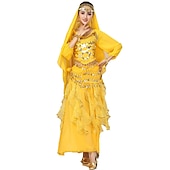 abordables vêtements apac-Femme Costume de danse du ventre Indien Fille indienne Mascarade Adultes Haut Jupe Casque Soirée