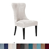 cheap Dining Chair Cover-Stretch Armless Wingback Chair Cover Armchair Cover Reusable Wingback Side Chair Velvet Slipcovers Accent Chair Covers for Dining Room Banquet Home Decor
