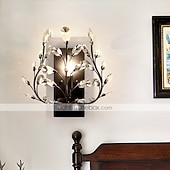 economico Lampade da parete in cristallo-lampada da parete a testa singola country americano lampada da parete comodino camera da letto in stile europeo soggiorno lampada da parete in cristallo creativo retrò candela di ferro