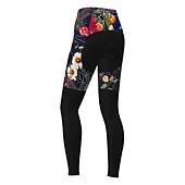 abordables Pantalons, shorts et jupes pour femmes-Femme Cuissard Long Collant Velo Vélo Pantalons Collants VTT Vélo tout terrain Vélo Route Des sports Graphic Botanique Floral Noël laid Chaud La peau 3 densités Respirable Séchage rapide Noir Rouge