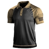 billige Klassisk poloskjorte for menn-Herre POLO T-skjorte Golf skjorte 3D-utskrift Fargeblokk Aftæpning Gate Daglig 3D Knapp ned Kortermet Topper Fritid Mote Bekvem Grønn Svart Blå