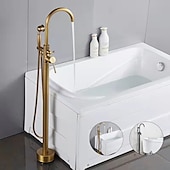economico Rubinetti per vasca da bagno-rubinetto per vasca da bagno vintage montaggio a pavimento, miscelatore per riempimento vasca da bagno indipendente con doccetta a mano, rubinetto per doccia con beccuccio ad arco alto girevole a 360°