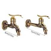 cheap Wall Mount-Outdoor Faucet,Wall Mount Antique Brass Faucet,Garden Outdoor Decorative Hose 1/2 inch Connection Spigot Carving Desigh with Cold Water Only