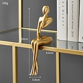 billige Statuer-gyllen abstrakt figur ornament dekorative gjenstander harpiks moderne moderne for hjem dekorasjon gaver 1 stk