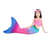 abordables Maillot de bain sirène-Enfants Fille One Piece Maillots de bain sirène Maillot de Bain Plage Le Jour des enfants Géométrique Maillots de bain 4-12 ans Eté Bleu Fuchsia