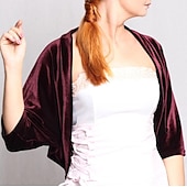 billige bryllup gjesteomslag-Burgunder fløyel kvinners omslag shrug bolero elegant uformell daglig holde varm 3/4 lengde ermer dolman ermer fløyel bryllup omslag med ren farge kveldens fest høst og vinter antrekk å imponere