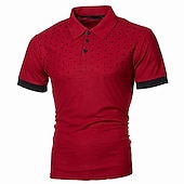 olcso Férfi klasszikus póló-Férfi Teniszing POLO trikó Munka Üzleti Gallér Polo gallér Rövid ujjú Utcai sikk Alap Grafika Pöttyös Nyomtatott Normál Fekete Fehér Bor Sötétkék Medence Narancssárga Teniszing