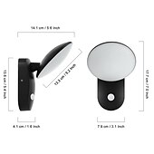 abordables luces de pared al aire libre-Sensor de movimiento de 12w, luz de pared para exteriores, control led, interruptor automático, reflector impermeable para exteriores, pasillo de jardín, terraza, puerta interior para exteriores,