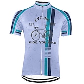 お買い得  メンズジャージ-男性用 サイクリングジャージー グラフィック おかしい 半袖 バイク ジャージー トップス 3つのリアポケット付き マウンテンサイクリング ロードバイク 速乾性 反射性ストリップ 後ポケット 吸汗性 スポーツ イエロー レッド ブルー 衣類