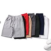 お買い得  カジュアルショートパンツ-男性用 クラシック ファッション 活発的 ショーツ ドローストリング ポケット 弾性巾着デザイン ショート パンツ スポーツ・アウトドア カジュアル マイクロエラスティック 純色 履き心地よい 高通気性 ミディアムウエスト ホワイト ブラック ブルー グレー ルビーレッド M L XL XXL 3XL