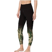 tanie Legginsy i legginsy do jogi-Damskie Sports Gym Leggings Spodnie do jogi Wysoka talia Spandeks Zielony Fioletowy Czerwony Legginsy 3/4 Kwiatowy Wyszczuplenie brzucha Podnoszenie pośladków Odzież Odzież Joga Zdatność Trening w