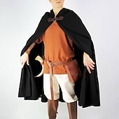 abordables Capuches &amp; Manteaux-Rétro Vintage Médiéval 17ème siècle Cap Cape Ren Faire Chevalier Viking Étranger Tir à l&#039;arc Homme Celtique Viking Fantaisie Mascarade Fête / Soirée Adultes Cape