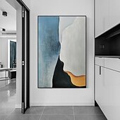 cheap Abstract Paintings-Handmade Hand Painted Oil Painting Wall Art Modern Abstract Blue Painting Canvas Paintings Home Decoration Decor Rolled Canvas No Frame Unstretched
