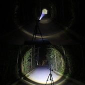 abordables Linternas-linterna led recargable súper brillante con cabeza de carga usb trasera linterna impermeable con zoom luz portátil 3 modos de iluminación batería incorporada