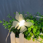 baratos Alimentado por Pilha-Luzes de corda led borboleta 1.5/3 m decoração de luzes de fadas de casamento ao ar livre luzes de natal alimentadas por bateria festa natalícia decoração de varanda de jardim