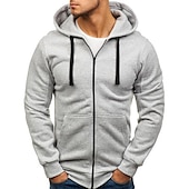 abordables sweats à capuche basiques pour hommes-Homme Veste Capuche Full Zip Sweat à capuche Couleur unie Sport Athloisir Top manche longue Respirable Doux Confortable Usage quotidien Extérieur Casual Athleisure du quotidien Tenues de Sport