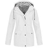 economico giacche casual-Per donna Giacca con cappuccio Essenziale Cerniera Tasche San Valentino Poliestere Cappotto Inverno Autunno Primavera blu navy Nero Rosa Cerniera Felpa Standard S M L XL XXL XXXL / Impermeabile