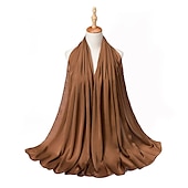 abordables Écharpes-musulman écharpe froissé châle femmes abaya solide hijab ramadan hijabs pour femme abayas robe turban instantané écharpe