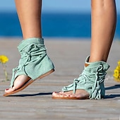 billiga Semester Sandaler-gladiatorsandaler i gul mocka med snörning för kvinnor med perforerad design, perfekt för sommarutflykter och strandsemester