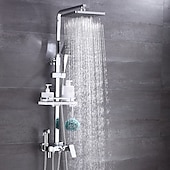abordables Grifos de ducha-sistema de ducha juego de grifería montado en la pared, cabezal de ducha de lluvia de 9 pulgadas ducha de mano rociador de mano con soporte acabados electrochapados/pintados montaje interior válvula de cerámica ducha de baño