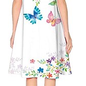 cheap 3D Butterfly Dress-Easter Girls&#039; 3D Floral Animal Butterfly Dress Short Sleeve 3D Print Summer Spring Vacation Daily Holiday Cute Casual Sweet Kids 3-12 Years A Line Dress Above Knee Regular Fit