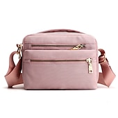 billige Crossbody-vesker-Dame Crossbodyvesker Nylon Daglig Helfarge Svart Rosa Blå