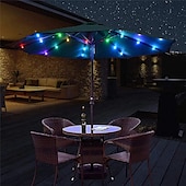 billige Soldrevet-solar terrasse paraply lys utendørs 104leds fairy string lys vanntett for hage hage camping dekorasjon fargerik julebelysning