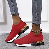 levne Dámské tenisky-dámské černé úpletové slip-on tenisky – stylové neformální boty se zlatým akcentem na podpatku, lehké a pohodlné na denní nošení