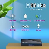 cheap TV Boxes-Smart TV Box H96 MAX RK3566 Quad Core Android 11.0 8GB RAM 128GB ROM 1080p 8K with Dual Wi-Fi 2.4G/5.0G Media Player Google Play Youtube