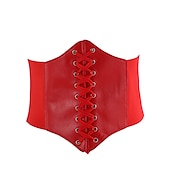economico cintura-Per donna Cintura larga Cintura a corsetto Similpelle Senza fibbia Geometrica Da cerimonia Feste Giornaliero Bianco Nero Rosso Caffè