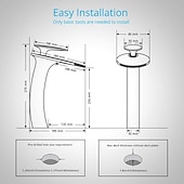abordables Classiques-Robinet de lavabo de salle de bain cascade avec tuyau d&#039;alimentation, robinet de lavabo monotrou à poignée unique, mitigeur de lavabo à corps incliné commercial