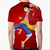 billige Tegneserie- og filmkaraktergrafikk-One Piece Monkey D. Luffy T-skjorte Anime Tegneserie Animé 3D 3D Harajuku Graphic Til Par Herre Dame Voksne Tilbake til Skolen 3D-utskrift