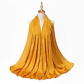 abordables Écharpes-musulman écharpe froissé châle femmes abaya solide hijab ramadan hijabs pour femme abayas robe turban instantané écharpe