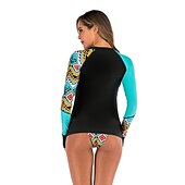 preiswerte Hautausschlagswächter-Damen Rash Guard Badeanzug Bikini, Zweiteiler UV-Sonnenschutz UPF50+ Atmungsaktiv Langarm Bademode Badeanzug 2 teilig Schwimmen Surfen Strand Wassersport Bedruckt Sommer Frühling