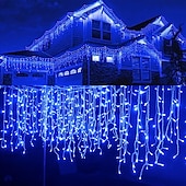 رخيصةأون يعمل بالطاقة الشمسية-مصابيح ستارة led تعمل بالطاقة الشمسية 3x0.5m 4mx0.6m 5x0.8 24 فولت جهاز تحكم عن بعد يعمل بالجهد المنخفض ومكونات طاقة شمسية مزدوجة الغرض سلسلة ضوء الشكر لعيد الميلاد في الهواء الطلق لتزيين الحدائق