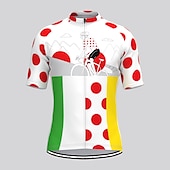 billiga Tröjor för män-Herr Cykeltröja Kortärmad Cykel Tröja Överdelar med 3 bakfickor Bergscykling Vägcykling Andningsfunktion Snabb tork Fuktabsorberande Reflexremsa Svart Vit Gul Prickig Polyester sporter Kläder