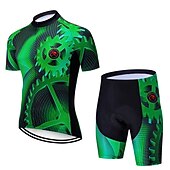 preiswerte Herrenbekleidungs-Sets-21Grams Herren Radtrikot mit Radhose fahrradbekleidung set Kurzarm MTB Mountain Rennrad Grün Schwarz Grau Ausrüstung Fahhrad Sportkleidung 3D-Pad Atmungsaktiv Rasche Trocknung