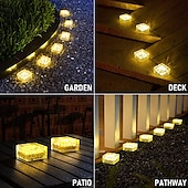 economico Luci paesaggistiche-Luci solari per pavimentazione in mattoni 2 pezzi per esterni a led cubetti di ghiaccio luce paesaggistica impermeabile per piastrelle da pavimento per giardino patio passaggio stagno decorazione
